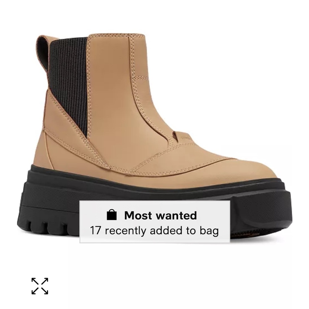 Sorel Tan Chelsea Lug Ankle Boots with Black Elastic